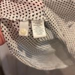 Loft  Women's Blouse Top L‎ White Black Square Dot Tie Neck Long Sleeve Career Photo 8