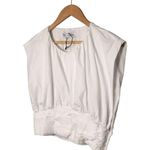 ZARA  Cropped Top Pleated Sleeveless Round Neck Open Sides Poplin Blouse White M Photo 5