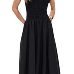 LE BOP Anastasia Smocked Dress linen blend black sz 2 Photo 0