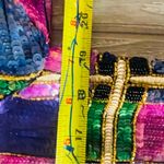 Vintage sequin / silk color block shiney blazer jacket unique era style shirt Blue Photo 6