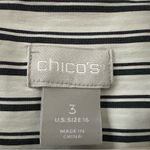 Chico's Chico’s Black & White Stripe Poplin Pleated Sleeve 3 Button Top Size 3 (US 16) Photo 3
