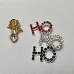 Lot Of 2 Brooch Pins Christmas Holiday Rhinestone Ho Ho Ho / Snowman Photo 2