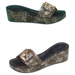 Donald Pliner Tortoise Patent Leather Wedge Platform Shoe Buckle Detail New $335 Gray Size 7 Photo 1