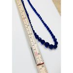 Vintage Deep Blue Faceted Glass Bead Necklace With Silver Photo 5