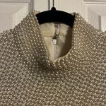 Vintage 1980s VIE by VICTORIA ROYAL Faux Pearl Mock Neck Top Size S White Photo 2