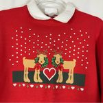 Pegi Goff Vintage Red Reindeer Collared Sweatshirt Pullover Sweater Womens Large Photo 1