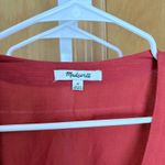 Madewell Red Linen Blend Wrap Midi Dress Puff Sleeve Tie Waist XS Photo 2