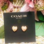 Coach  Heart Logo Stud Earrings Pink Gold Tone NWT Photo 7