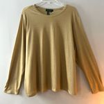 Ralph Lauren Lauren  Sz 3X Pullover Gold Shiny Long Sleeve Knit Blouse Top Dress Photo 4