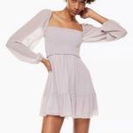 Aritzia Wilfred Tempest Smocked Chiffon Mini Dress in Lilac Purple Women's S Photo 0