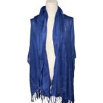 Boho Luxe Fringe Wrap Shawl Blue Bamboo Merino Scarf Naturally Knotty OS Photo 3
