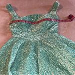 NWOT light blue fuzzy sequined sleeveless prom dress size 6 with large bow Photo 7