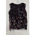WHBM Black Floral Velvet Burnout Cold Shoulder Ruffle Photo 7