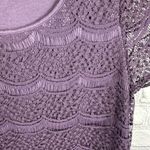 Lane Bryant  Shirt Top Lace Overlay Stretch Knit Jersey Crochet Purple 14/16 Photo 4