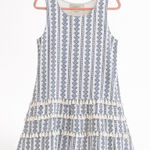 Moon River Bohemian Tassel Dress Sleeveless White Blue Patterned Casual Mini‎ Photo 0
