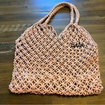 Crochet Boho Tote Handbag Rose Blush Pink Mauve Fringe Babe Reversible Photo 1