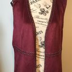 Premise 💛 NWT 💛 BOHEMIAN FAUX SUEDE LONG STUDDED VEST CRANBERRY COLOR SIZE MED. Photo 2