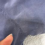 Silk Button Down Shirt Long Sleeve Blouse Top Relaxed Fit‎ Size 40 Shoulder Pad Blue Photo 7