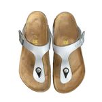 Birkenstock Gizeh Silver Birko-Flor Faux Vegan Leather Slip-On Thong Sandals Photo 4