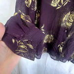 Apparenza Purple with Gold Metallic Roses Sheer Blouse Size XL Photo 4