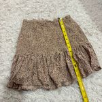 Japna  ditsy floral cheetah print tiered‎ smocked mini skirt tan size large Photo 3