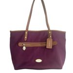 Coach  Sawyer Canvas Leather Tote Plum Purple F37237 Photo 2