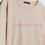ZARA  Beige Cream Tan Pink Portland 97230 Oregon Slogan Logo Graphic Tee Shirt Top Photo 2
