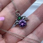 Spider Stainless Steel CZ Necklace Purple Photo 2