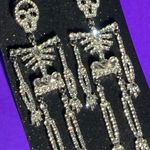 Boutique NEW Bling Rhinestone Skeleton Corpse Earrings Embellished Bedazzled Gothic Egirl Photo 10