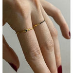 Boutique NEW Dainty Gold Plated Sterling Black Synthetic Diamond‎ Ring, Size 6 Photo 14