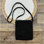 Vintage Chateau Black Granny Square Knit Crossbody Bag Small Purse Photo 7