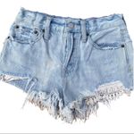 Free People  Womens Cut Off Light Wash Crochet Denim Distressed Shorts Size 24 Photo 1