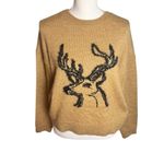 Anthropologie  Oh Deer Reindeer Sweater Intarsia Holiday Tan Small Photo 1