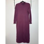 Loft  Mock Neck Midi Sweater Dress Regal Plum Side Slit Long Sleeve Stretch Sz M Photo 1