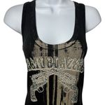 Libertalia Black Wash Tank Trailblazers Rhinestone Cowgirl Country Rodeo L Size L Photo 2