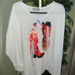 BLUE B. Collection Sequined Cowboy Boots with Tassels NWT Size Small White Photo 0