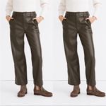 Madewell  • slim emmett wide-leg pants in vegan leather in dried olive sz 26 Photo 2
