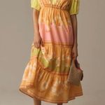 Farm Rio NWT  Floral Short-Sleeve Tiered Midi Dress, Size S Photo 0