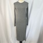 BCBG Maxazria Twist Front Midi Long Sleeve Dress Womens Size XXS Heather Gray Photo 2