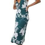 Lulus Lulu’s Flirtatious Essence Emerald Green Floral Lace Up Midi Dress US XS Photo 0