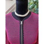 a.n.a  Bomber Jacket Womens PL Pink Black Mesh Polyester Long Sleeve Full Zip Photo 8