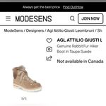 AGL GENUINE RABBIT FUR HIKER BOOT IN TAUPE SUEDE Tan Size 8 Photo 2