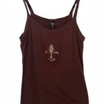 new Troo ♥︎ Crystal Fleur De Lis Tank ♥︎ Cocoa Size XL Photo 8