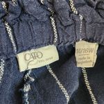 Cato  Navy Blue and White Striped Pull-on Wide Leg Pants Linen Blend Size 14/16 Photo 6