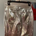 Gap New  High Rise Vegan Leather Cheeky Straight Pants Silver Metallic Women 2 26 Photo 1