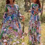 Soler Romantic III Pink Lolita Print Cotton Maxi Dress S/M Whimsical Photo 8