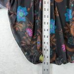 Free People Floral Blouse Sheer Ruffle Long Sleeve Top Black XS Photo 2