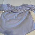 Roommates Womens Size Medium Blue White Striped Off The Shoulder Top Blouse NEW Photo 6