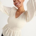 Old Navy Long-Sleeve Smocked Embroidered Blouse Photo 0