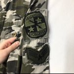 Monoreno  Green Camo Print Jacket Womens S Lace Up Back Oversized Casual Classic Photo 3